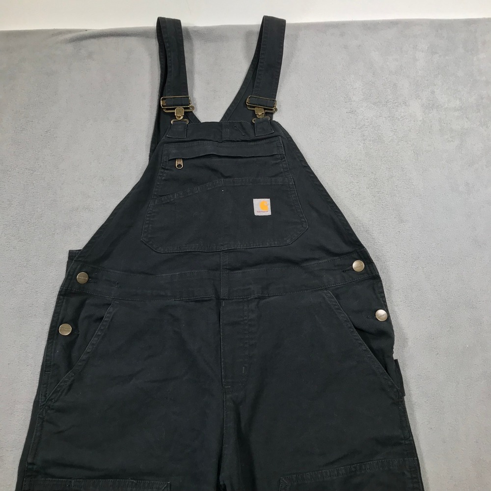 Carhartt Overalls Women S Black Loose Fit Canvas Bibs Rugged Flex